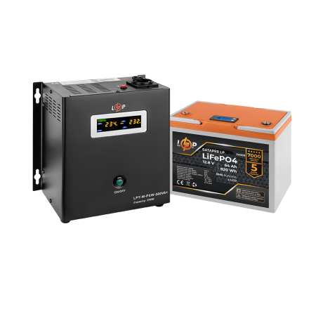 Комплект резервного питания LP (LogicPower) ИБП + литиевая (LiFePO4) батарея (UPS W500+ АКБ LiFePO4 820Wh)