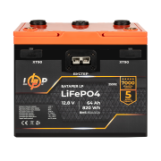 Аккумулятор LP LiFePO4 12,8V - 64 Ah (820Wh) (BMS 80A/40А) пластик 2XT90 4USB стартер (LP25302)