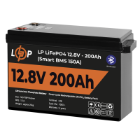 Акумулятор LP LiFePO4 12V (12,8V) - 200 Ah (2560Wh) (Smart BMS 150А) з BT пластик