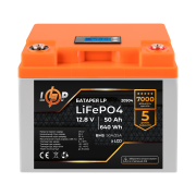 Аккумулятор LP LiFePO4 LCD 12V (12,8V) - 50 Ah (640Wh) (BMS 50A/25A) пластик (LP20904)
