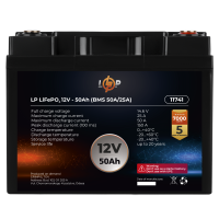 Акумулятор LP LiFePO4 12V (12,8V) - 50 Ah (640Wh) (BMS 50A/25A)