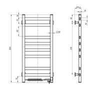 Рушникосушка Авангард 360х800 Sensor лівобічна з таймером (10-028153-3680)